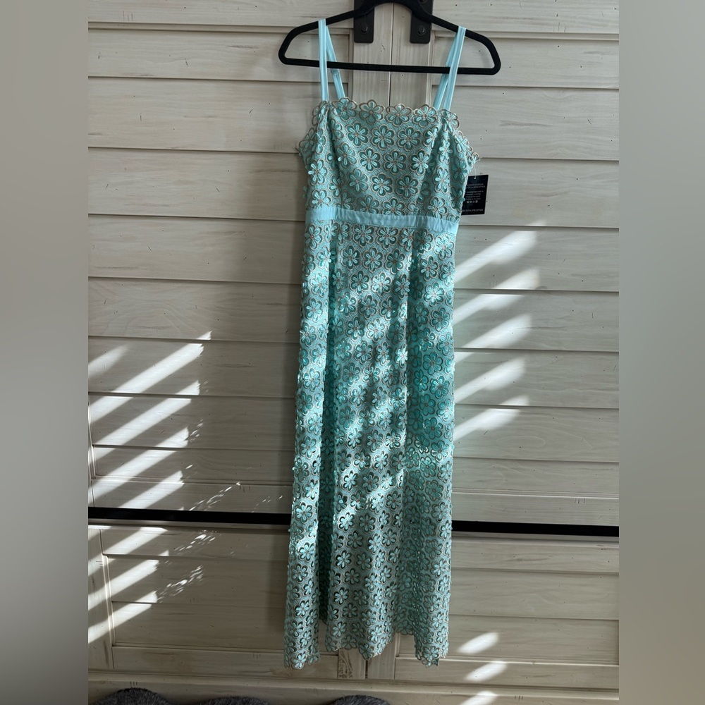 Boston Proper Aqua Lace Maxi Dress